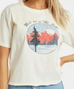 She She Boutique Meet Me At The Lake Graphic Tee - Vintage White