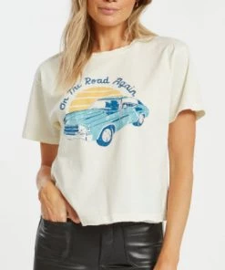 She She Boutique On The Road Again Graphic Tee - Vintage White