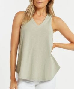 She She Boutique Manning Tank - Green Tee OR White CLOTHING