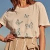She She Boutique Butterflies Short Sleeve Tee - Ivory CLOTHING