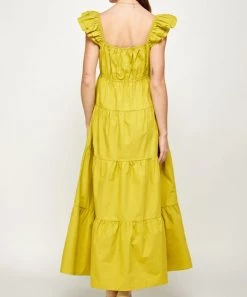 She She Boutique V-Neck Tiered Maxi Dress - Lime CLOTHING