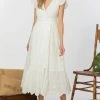 She She Boutique CLOTHING Eyelet Midi Dress - White