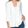 She She Boutique 3/4 Sleeve Open Front Cardigan - Ivory OR Black CLOTHING