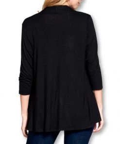 She She Boutique 3/4 Sleeve Open Front Cardigan - Ivory OR Black CLOTHING