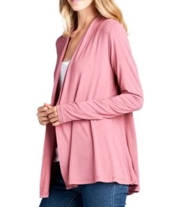 She She Boutique Open Front Cardigan - Rose CLOTHING
