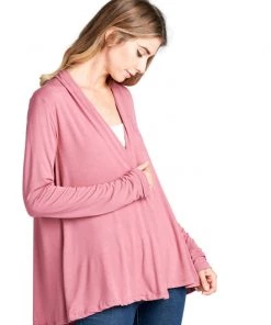 She She Boutique Open Front Cardigan - Rose CLOTHING