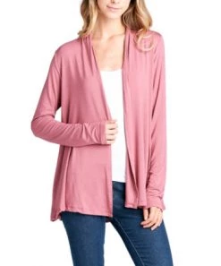She She Boutique Open Front Cardigan - Rose CLOTHING