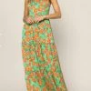 She She Boutique Tropical Maxi Dress - Green/Orange CLOTHING
