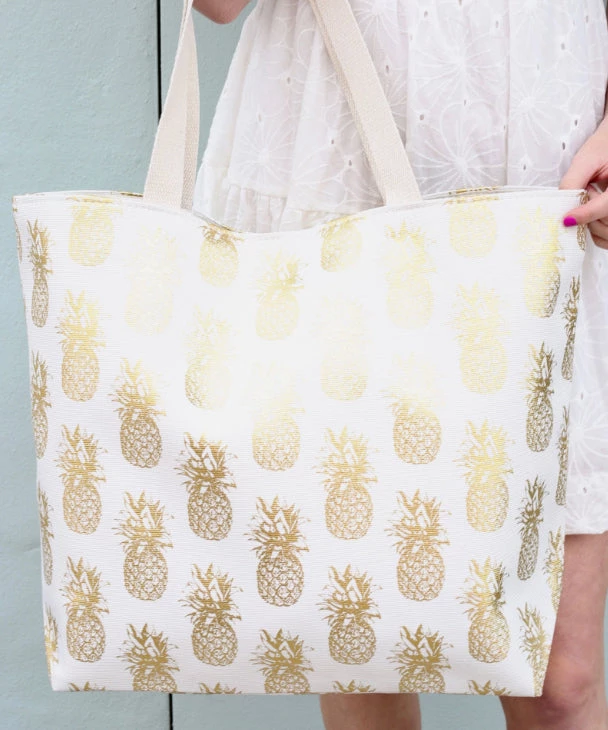 She She Boutique HANDBAGS Oceana Foil Pineapple Tote Bag - Navy, White, Mint, Coral OR Light Blue 4 She She Boutique HANDBAGS Oceana Foil Pineapple Tote Bag - Navy, White, Mint, Coral OR Light Blue