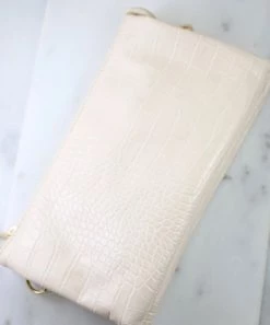 She She Boutique 3-Way Crossbody Bag- Ivory Croc