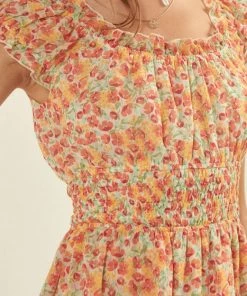 She She Boutique Floral Mini Dress - Coral CLOTHING