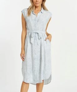 She She Boutique Reverie Dress - Acid Wash Stripe