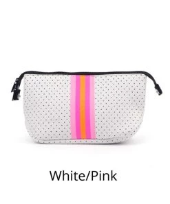 She She Boutique Neoprene Everyday Cosmetic Bag - White/Pink