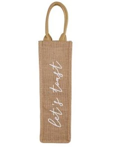 She She Boutique Burlap Wine Bag - Let's Toast