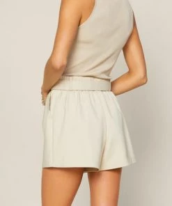 She She Boutique Buckled Belt Shorts - Bisque Beige CLOTHING 8 She She Boutique Buckled Belt Shorts - Bisque Beige CLOTHING