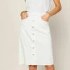 She She Boutique CLOTHING Midi Denim Skirt - White
