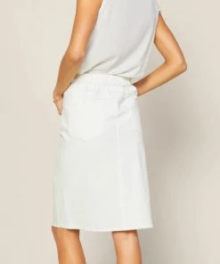 She She Boutique CLOTHING Midi Denim Skirt - White