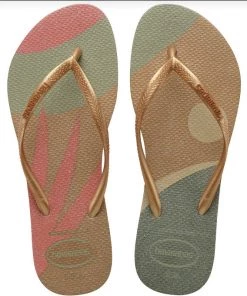 She She Boutique Havaianas Slim Palette Flow Flip Flops - Sand Grey/Golden