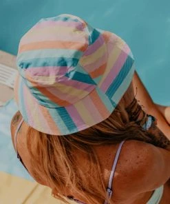 She She Boutique ACCESSORIES Pastel Stripe Bucket Hat - Multi