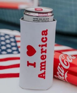 She She Boutique GIFTS I Heart America Drink Sleeve - White/Red