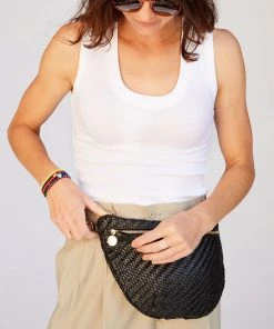 She She Boutique Clare V. Grande Fanny - Black Woven Zig Zag HANDBAGS