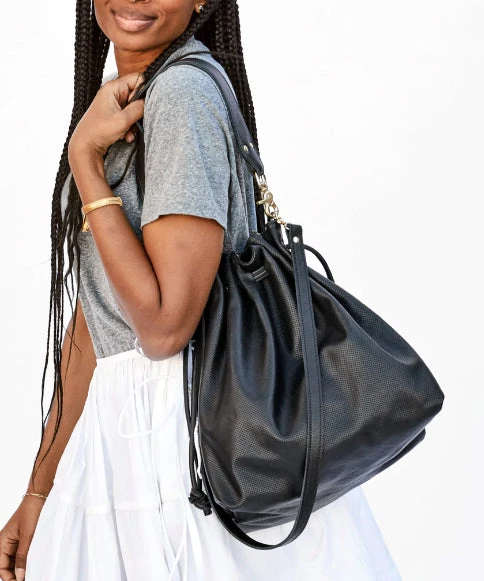 She She Boutique HANDBAGS Clare V. Moyen Henri Bag - Black Perforated 6 She She Boutique HANDBAGS Clare V. Moyen Henri Bag - Black Perforated