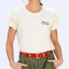 She She Boutique Clare V. Petit Ruffle Tee - Cream
