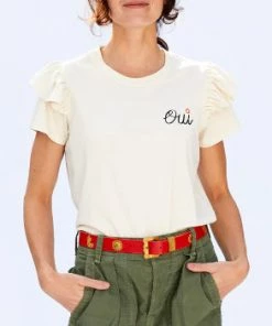 She She Boutique Clare V. Petit Ruffle Tee - Cream