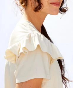 She She Boutique Clare V. Petit Ruffle Tee - Cream