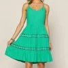 She She Boutique CLOTHING Lace Detailed Mini Dress- Kelly Green