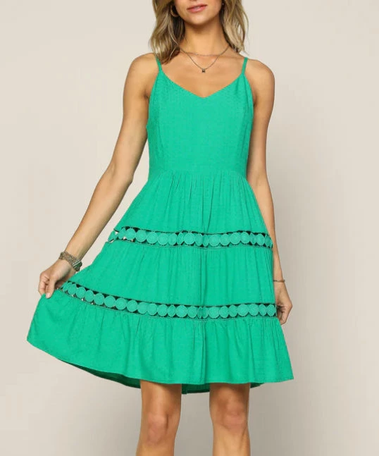 She She Boutique CLOTHING Lace Detailed Mini Dress- Kelly Green 3 She She Boutique CLOTHING Lace Detailed Mini Dress- Kelly Green