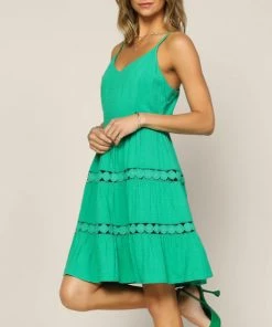 She She Boutique CLOTHING Lace Detailed Mini Dress- Kelly Green 6 She She Boutique CLOTHING Lace Detailed Mini Dress- Kelly Green