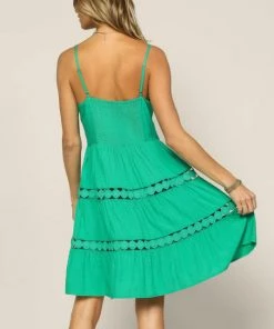 She She Boutique CLOTHING Lace Detailed Mini Dress- Kelly Green 7 She She Boutique CLOTHING Lace Detailed Mini Dress- Kelly Green