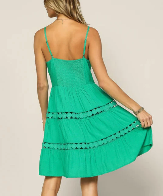 She She Boutique CLOTHING Lace Detailed Mini Dress- Kelly Green 5 She She Boutique CLOTHING Lace Detailed Mini Dress- Kelly Green