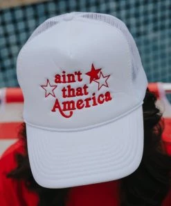 She She Boutique Ain't That America Hat - White/Red ACCESSORIES