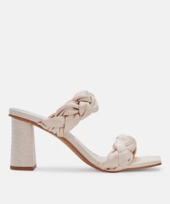 She She Boutique Dolce Vita Pheby Heels - Beige Silk OR Cafe Silk