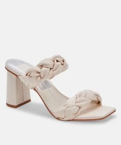 She She Boutique Dolce Vita Pheby Heels - Beige Silk OR Cafe Silk