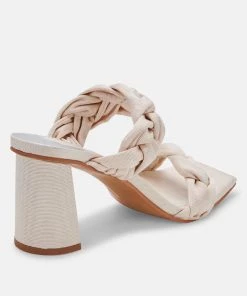 She She Boutique Dolce Vita Pheby Heels - Beige Silk OR Cafe Silk