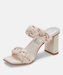She She Boutique Dolce Vita Pheby Heels - Beige Silk OR Cafe Silk