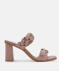 She She Boutique Dolce Vita Pheby Heels - Beige Silk OR Cafe Silk