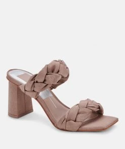 She She Boutique Dolce Vita Pheby Heels - Beige Silk OR Cafe Silk
