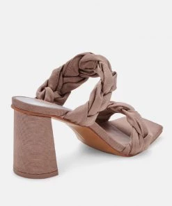 She She Boutique Dolce Vita Pheby Heels - Beige Silk OR Cafe Silk