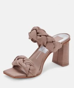 She She Boutique Dolce Vita Pheby Heels - Beige Silk OR Cafe Silk