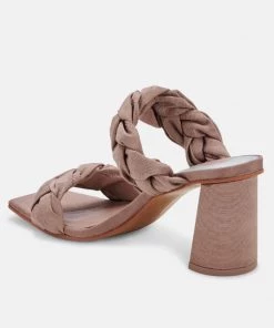 She She Boutique Dolce Vita Pheby Heels - Beige Silk OR Cafe Silk