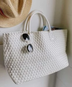She She Boutique HANDBAGS Drew Woven Tote Bag - White