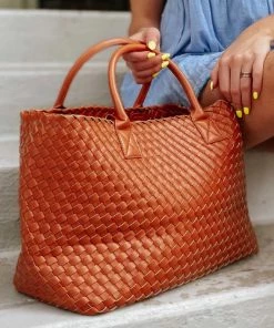 She She Boutique Drew Woven Tote Bag - Brown