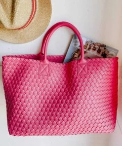 She She Boutique Drew Woven Tote Bag - Pink