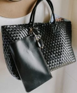 She She Boutique Drew Woven Tote Bag - Black