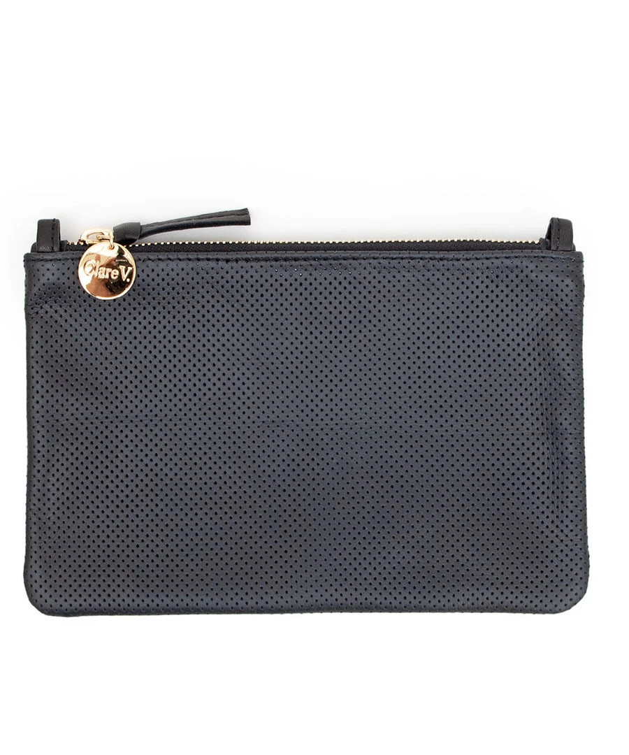 She She Boutique Clare V. Wallet W/Tabs - Black Perforated 3 She She Boutique Clare V. Wallet W/Tabs - Black Perforated