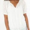 She She Boutique Short Sleeve Button Down Blouse - White